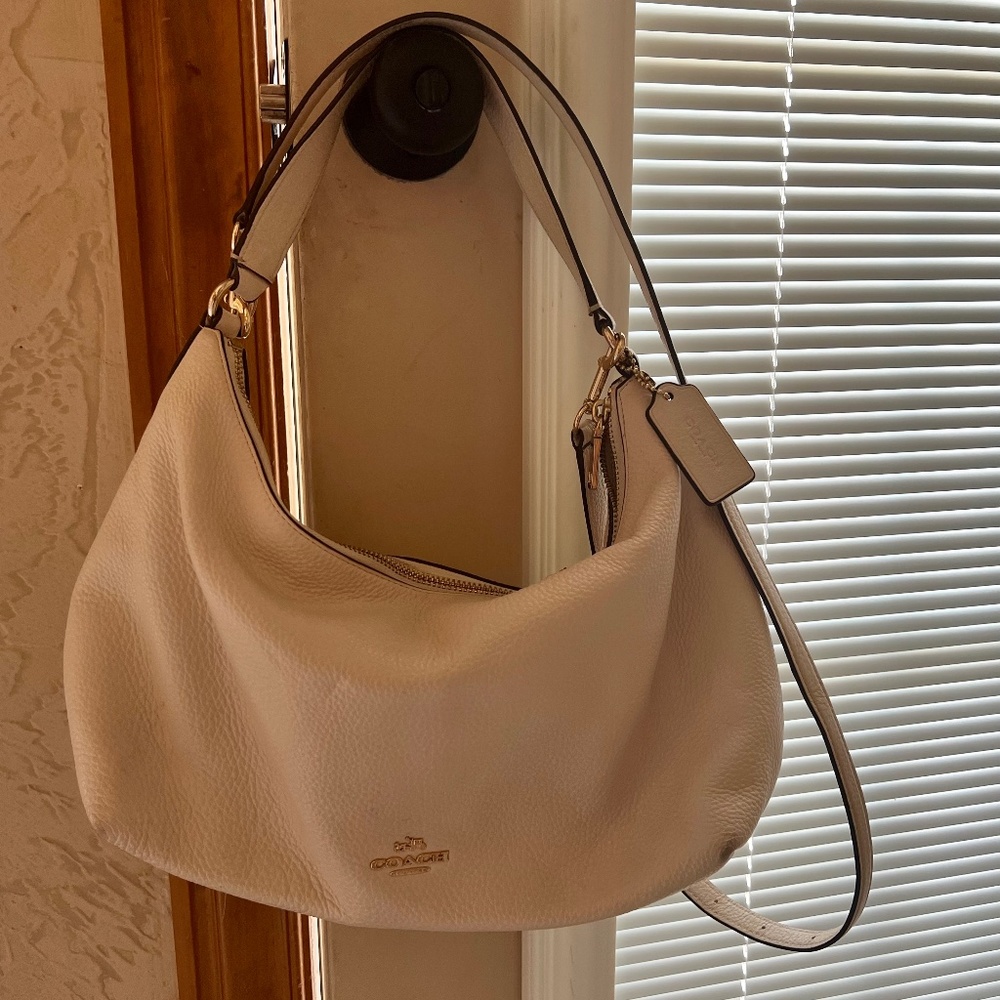 Genuine Coach Pebbled Leather Cream Colored Bag